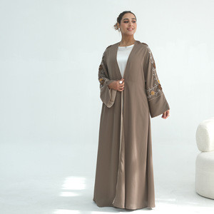 Kaftan floral perlé à la main, Abaya brodée de Dubaï, Cardigan pour femmes, Vêtement de luxe pour les stations balnéaires, Robe de soirée élégante, Manches longues - Product Image 2