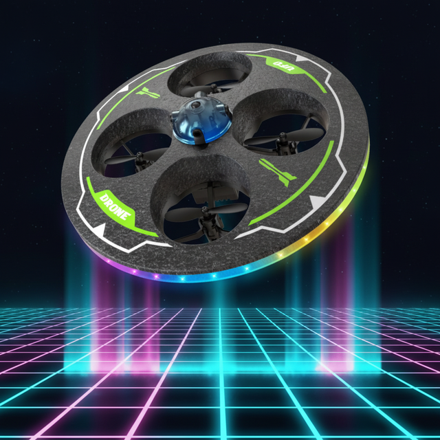 UFO-Shaped RC Foam Quadcopter with LED Lights Brushless Motor Camera-360 Stunt Flips Hover Indoor Outdoor Toy App Control