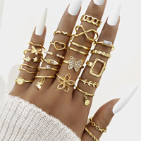 Ensemble de 23 bagues papillon plaquées or brillantes, tendance et de haute qualité, pour phalanges, collection de bijoux à la mode