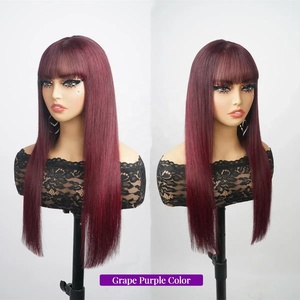 Royce Tùy Chỉnh Màu Tóc Giả Tóc Con Người Thoáng Khí Da Đầu Ren Tóc Giả Xương Thẳng Với Bang Tóc Giả Tóc Con Người Cho Phụ Nữ Da Đen - Product Image 2