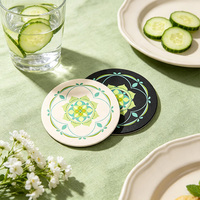 Sous-verres en cuir imprimé numérique YY Pu, sous-verres de style chinois, sets de table multicolores