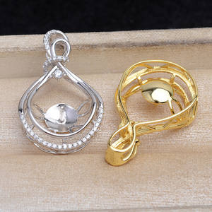 อุปกรณ์ทำเครื่องประดับเงินแท้ 925 ฐานจี้เปล่าแบบเรียบง่าย ผลิตภัณฑ์กึ่งสำเร็จรูปสำหรับทำเครื่องประดับ ขนาด 12-13.5 มม. รุ่น JG5881 สำหรับไข่มุกเม็ดเดี่ยว - Product Image 5