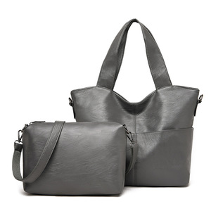 Sacs à main en cuir PU de qualité supérieure pour femmes, sacs fourre-tout à bandoulière grande capacité de couleur unie pour femmes, vente en gros - Product Image 1