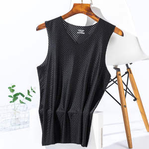 Camiseta sin mangas de seda helada para hombre, deportiva, de secado rápido, fresca, transpirable, holgada y delgada, ideal para verano. - Product Image 1