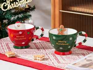 Taza de Cerámica Creativa con Diseño de Hombre de Jengibre Navideño, Taza de Agua <span class=keywords><strong>para</strong></span> Cereales y <span class=keywords><strong>Desayuno</strong></span> - Product Image 5