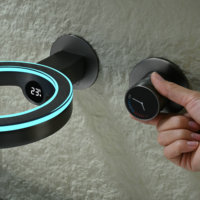Robinet de salle de bain mural encastré intelligent et moderne en laiton pour lavabo et douche, mitigeur de lavabo
