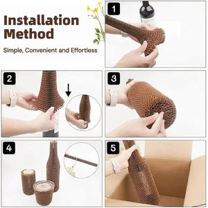 Envoltura de Papel de Panal Ecológica para Botellas de Vino, Funda Protectora Acolchada de Kraft Sostenible para Botellas de Vidrio - Product Image 4