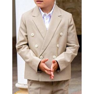 Champagne 2-Piece Kids <b>Suit</b> Set Formal Slim Fit <b>Boys</b> Tuxedo Double Breasted <b>Blazer</b> Pants for Weddings Proms Birthday Parties - Product Image 4