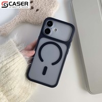 Coque antichoc magnétique transparente dépolie couleur bonbon avec grande fenêtre détachable pour appareil photo, pour iPhone séries 13-18 (vente en gros)