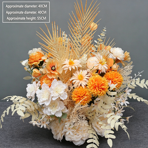 Wholesale Custom Orange Cream <b>Artificial</b> <b>Flower</b> Centerpiece Table Arrangement Wedding Party Event Tabletop Decor - Product Image 3
