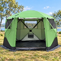 Grande tente dôme gonflable de 4,5 m en polycoton 210g avec ouverture pour poêle, lanterneau et auvent occultant pour le camping et le glamping en toutes saisons