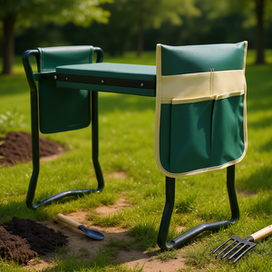 Taburete de Jardín con Bolsa para Herramientas, Almohadilla de Rodilla de EVA, Asiento Plegable Verde 37x28x8cm, Capacidad de 200 Lb, Uso en Exteriores - Product Image 2