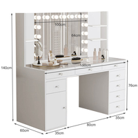 Vente en Gros Usine Nouvelle Arrivée Coiffeuse Moderne avec 8 Tiroirs et 15 Lumières, Bureau de Maquillage Lumineux avec Miroir