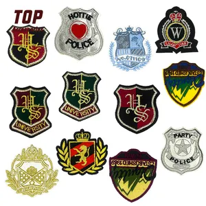 Premium Quality High Manufacture Fashion Bullion Wire Badges New Design Retro College Style Badge