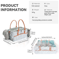 Organisateur de couches pour bébé en feutre YCW avec couvercle et fermeture éclair, sac fourre-tout portable, plusieurs poches, rangement pour couches de voyage, toutes saisons