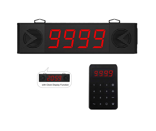 Daytech Wireless Queue Calling Display System Restaurant Pager Clock Function for Hotels Waiter Management Hospitals (100m