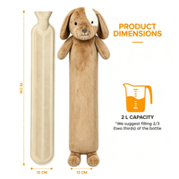 Bouteille d'eau chaude en caoutchouc longue de 72 cm, norme BS, avec housse en peluche douce en forme de chien, vente en gros