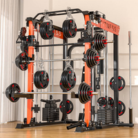 PINJIAN Station multifonctionnelle en acier avec logo personnalisé pour entraînement complet de force et de musculation, incluant un équipement Smith et un équipement pour les épaules