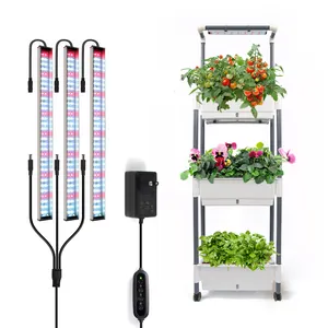 Indoor Herb Vegetable Garden Soil Planter Vertical Led Plant Shelf Pot System Kit With Lights Farming Gardening