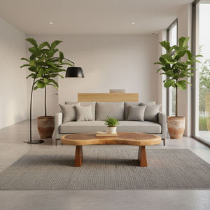 Mesa de Centro Moderna de Madera Natural de Suar Premium, con Diseño de Vetas Únicas, para Sala de Estar, Hotel o Apartamento - Product Image 4