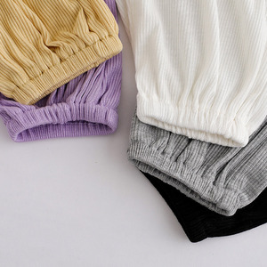 Pantalons d'été unisexes pour bébés de 3 à 24 <span class=keywords><strong>mois</strong></span>, couleur unie, pantalons à revers élastiques, garçons filles, spandex/coton respirant, noir, <span class=keywords><strong>blanc</strong></span>, gris - Product Image 4