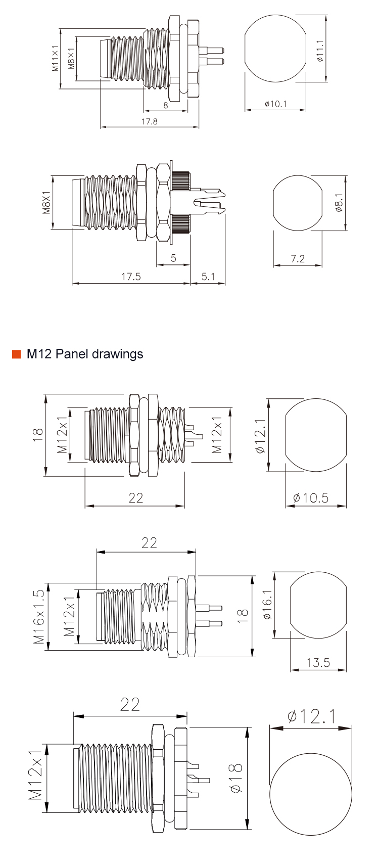 IP67 Welded Waterproof Wire Connector M5 M8 M12 A Code 4 Pin TPU GF
