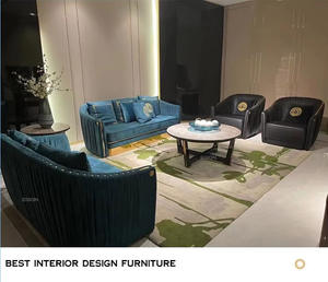 घरेलू अंदरूनी लक्जरी अपार्टमेंट डिजाइन नेवी ब्लू चमड़े के कपड़े में 3-सीटर सोफा आधुनिक सुरुचिपूर्ण डिजाइन चमड़े के सोफे - Product Image 6