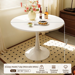 Modern <b>Round</b> Solid <b>Wood</b> <b>Coffee</b> <b>Table</b> Black Metal Base Eco-Friendly Minimalist Living Room Apartment Hotel Restaurant Furniture - Product Image 4