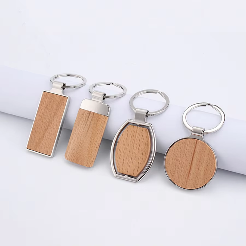 Keyring Engraved Custom Shape Plain Houten
