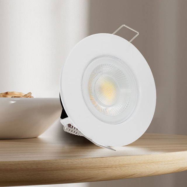 White Pressed Steel IP65 Indoor Recessed LED Downlight 6W Dimmable 3000K/4000K/6000K CCT Modern 60 Degree Beam Angle Europe