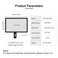 Pantalla Táctil Capacitiva Industrial de 15.6 Pulgadas, USB/I2C, Kit de Panel de Pantalla Táctil Capacitiva de 15.6 Pulgadas