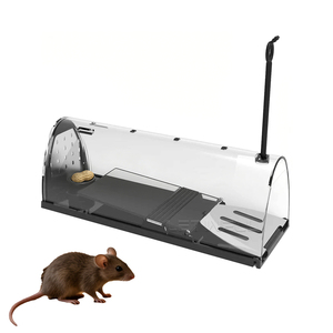 ホテルホームマウスケージ人道的ノーキル生捕りリリースマウストラップ再利用可能屋内透明人道的マウストラップケージハンドル付き - Product Image 1