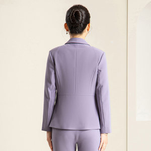 <span class=keywords><strong>Blazer</strong></span> de Manga Larga con Solapa Entallada Color <span class=keywords><strong>Lila</strong></span> para <span class=keywords><strong>Mujer</strong></span>, Estilo Minze, Chaqueta Corta de Oficina con un Solo Botón para Primavera - Product Image 3