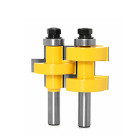 Fresa combinada de vástago redondo de 12 mm, 1/2 pulgada y 8 mm con rodamiento de bolas y dientes cuadrados para uniones de mortaja y espiga