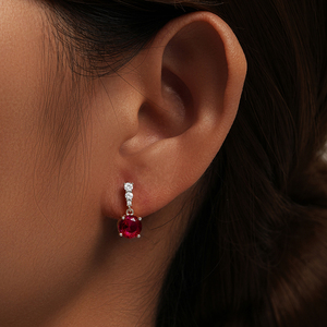 Boucles d'oreilles pendantes délicates CANNER en argent sterling 925 avec zircon rubis, plaquées or 18 carats, couleur rouge rosé, pour femme - Product Image 4