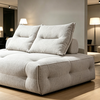 Canapé modulaire sans accoudoirs, carré, en tissu, rembourré, large, à profil bas, pour salon ou hôtel, avec dossier à coussins doux