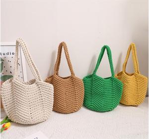 Nuevo <span class=keywords><strong>2023</strong></span> verano Mujer moda <span class=keywords><strong>bolsos</strong></span> de mano un hombro algodón tejido bolso mano ganchillo bolso playa verano bolsas Tote - Product Image 2