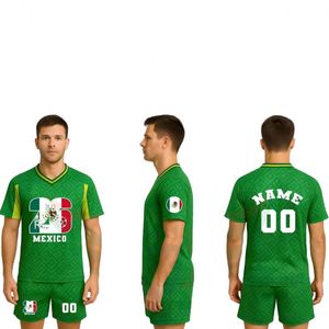 Camiseta y Pantalones Cortos de Entrenamiento de Fútbol para Hombre, Diseño Retro con Estampado Personalizado de México para la Copa Mundial de Deportes 2026, Uniforme Sublimado - Product Image 4
