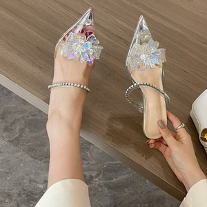 2025 New Stylish Chaussur Talon Haut Femm Summer Silver Rhinestone Shoes Women's <b>Sandals</b> - Product Image 5