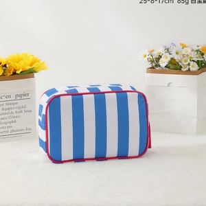 Striped Canvas Waterproof Zipper Pouch Reusable Lightweight Toiletry Bag Multicolor Portable Cosmetic Bags Zipper Bag - Product Image 2
