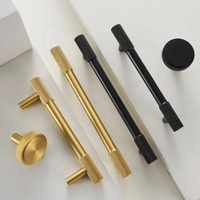 Poignée et boutons en laiton massif pour armoire, disponible en noir ou or