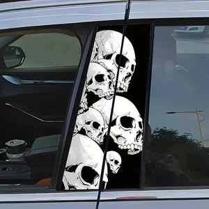 2 <span class=keywords><strong>pegatinas</strong></span> de calaveras de anime <span class=keywords><strong>para</strong></span> <span class=keywords><strong>coche</strong></span>, de PET de alto brillo, impermeables, autoadhesivas, protectores de pilar B, <span class=keywords><strong>pegatinas</strong></span> de calaveras de Halloween - Product Image 1