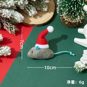Juguetes de lujo para mascotas, teaser para gatos con relleno de menta, juguete de ratón de hierba gatera de Navidad con sombrero, juguete de gato de peluche dentro de hierba gatera - Product Image 3
