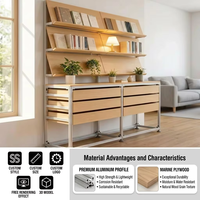 Meuble de présentation modulaire en profilé aluminium pour bureau, étagère professionnelle et élégante pour exposition, présentoir design
