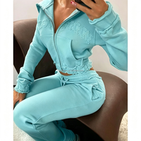 Ensemble deux pièces personnalisé pour femmes Sweat à capuche et pantalon évasé Veste zippée Pantalon de survêtement évasé skinny Ensemble de survêtements de jogging