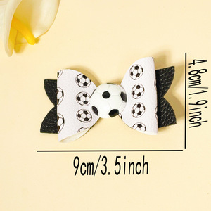 Pinza para el pelo con lazo y estampado de fútbol de la Copa <span class=keywords><strong>Mundial</strong></span> 2026, de cuero, accesorio deportivo para el pelo para niñas, regalo para aficionados al fútbol - Product Image 3