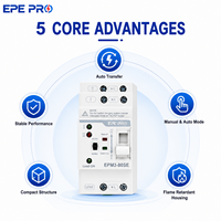 EPEPRO EPM3-80SE 2P 80A Commutateur de transfert automatique ATS Monophasé Double Alimentation Commutateur de transfert automatique/manuel Rail DIN