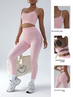 Ensemble de yoga deux pièces de luxe personnalisable pour femme, séchage rapide, respirant, anti-transpiration, dos nu, taille haute, pour entraînement cardio