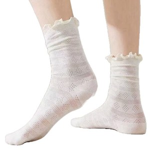Women Slouch <b>Socks</b> White Solid Color Mesh Top Breathable Cotton <b>Sock</b> Youth Fashion Wear - Product Image 4