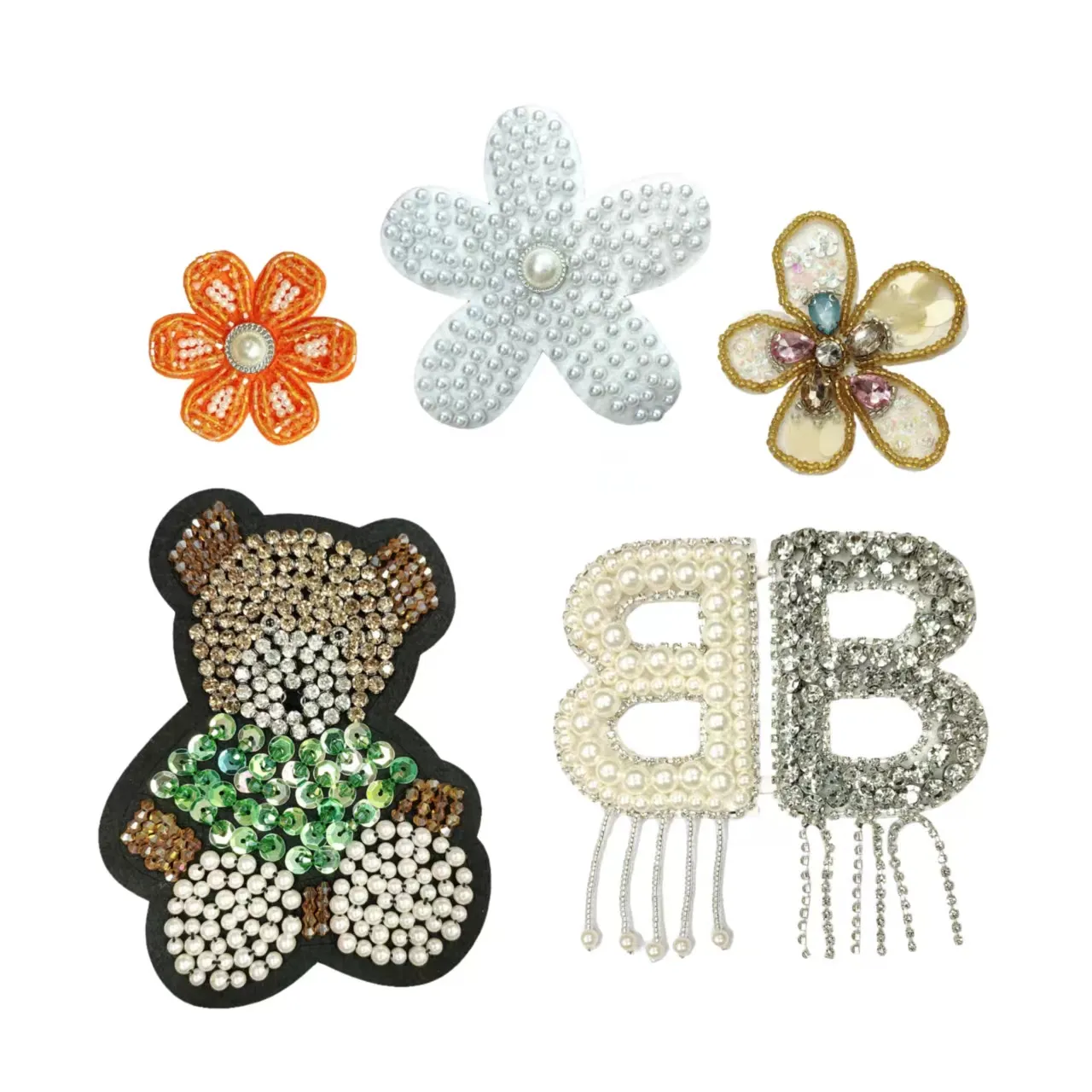 Cute 3D Flamingo Animal Sequin Patch Iron-On Beaded Diamond Applique with Fluffy Feathers Rhinestone Decor for Bags Clothing